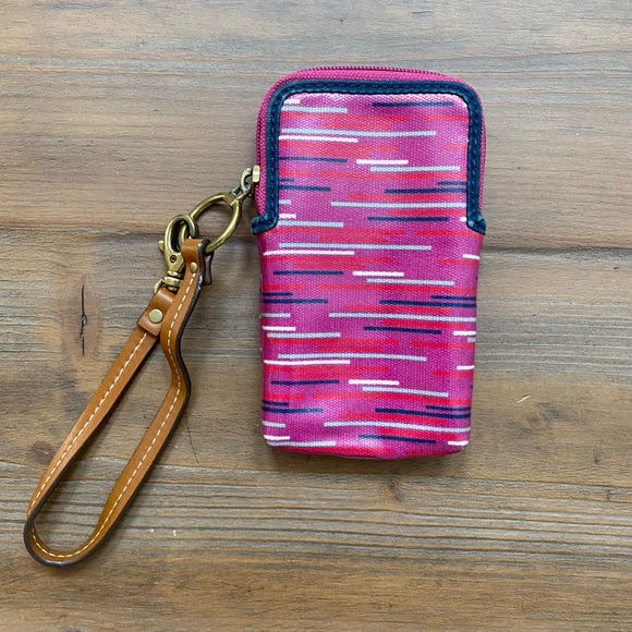 Fossil Phone Wallet Wristlet Pink with Multicolors - Picture 2 of 3